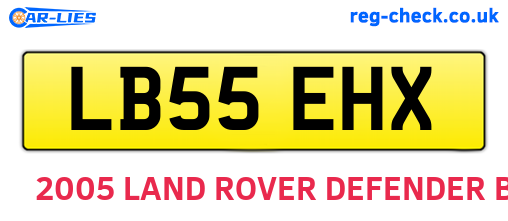 LB55EHX are the vehicle registration plates.
