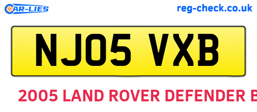 NJ05VXB are the vehicle registration plates.