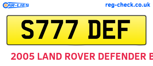 S777DEF are the vehicle registration plates.