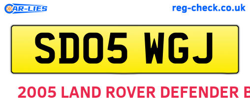 SD05WGJ are the vehicle registration plates.