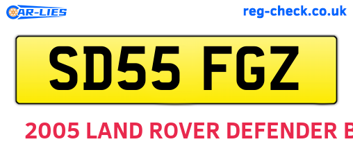 SD55FGZ are the vehicle registration plates.