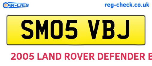 SM05VBJ are the vehicle registration plates.