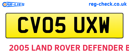 CV05UXW are the vehicle registration plates.