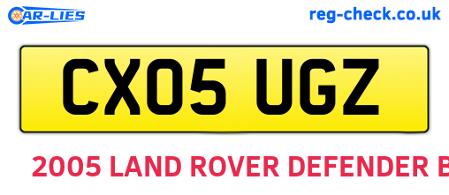 CX05UGZ are the vehicle registration plates.