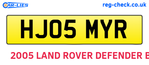 HJ05MYR are the vehicle registration plates.