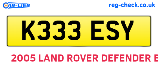 K333ESY are the vehicle registration plates.