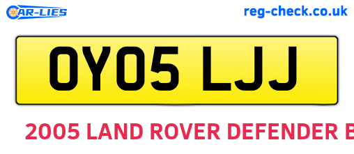 OY05LJJ are the vehicle registration plates.