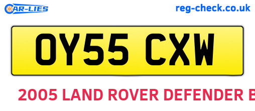 OY55CXW are the vehicle registration plates.