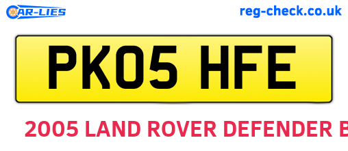 PK05HFE are the vehicle registration plates.