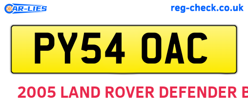 PY54OAC are the vehicle registration plates.