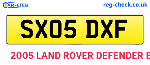 SX05DXF are the vehicle registration plates.