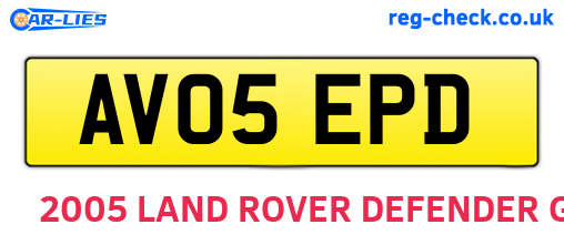 AV05EPD are the vehicle registration plates.
