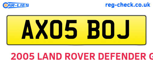 AX05BOJ are the vehicle registration plates.