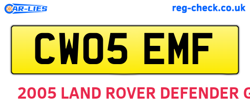 CW05EMF are the vehicle registration plates.