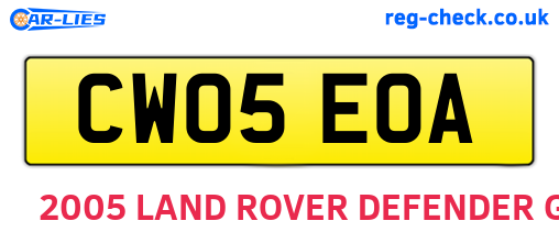 CW05EOA are the vehicle registration plates.