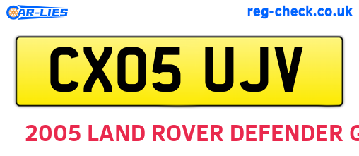 CX05UJV are the vehicle registration plates.