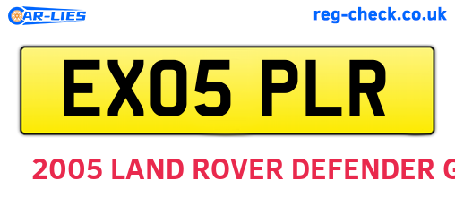 EX05PLR are the vehicle registration plates.