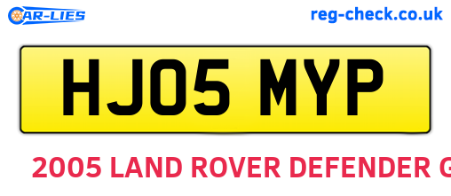 HJ05MYP are the vehicle registration plates.