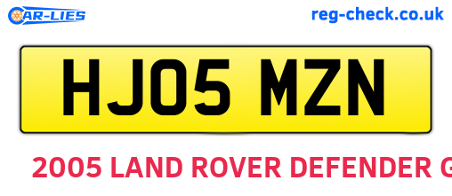 HJ05MZN are the vehicle registration plates.
