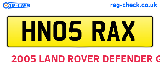 HN05RAX are the vehicle registration plates.