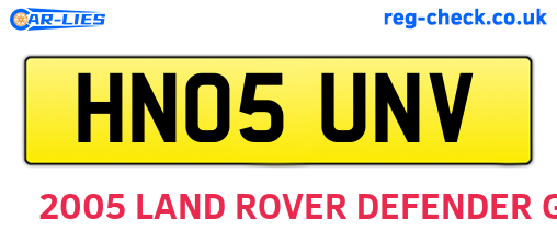 HN05UNV are the vehicle registration plates.