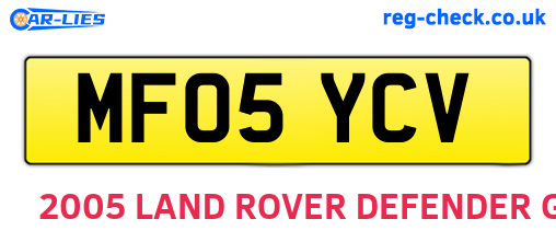 MF05YCV are the vehicle registration plates.