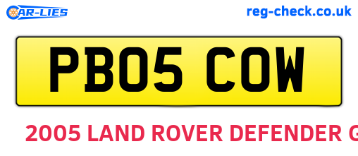 PB05COW are the vehicle registration plates.