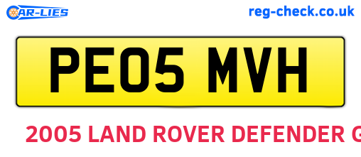 PE05MVH are the vehicle registration plates.