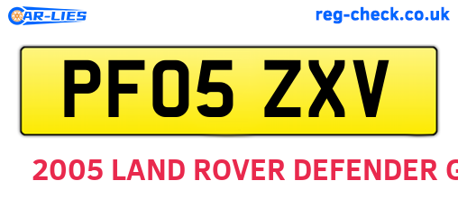PF05ZXV are the vehicle registration plates.