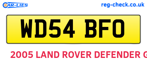 WD54BFO are the vehicle registration plates.