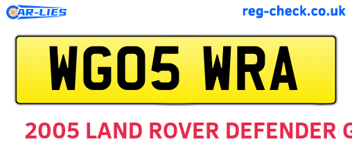 WG05WRA are the vehicle registration plates.