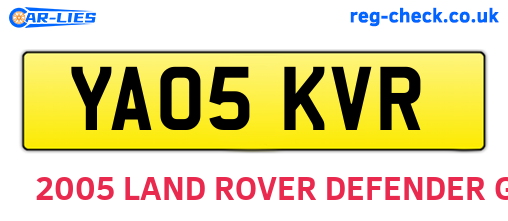 YA05KVR are the vehicle registration plates.