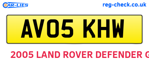 AV05KHW are the vehicle registration plates.