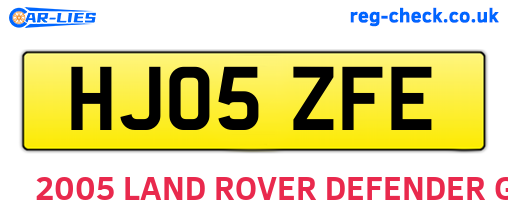 HJ05ZFE are the vehicle registration plates.