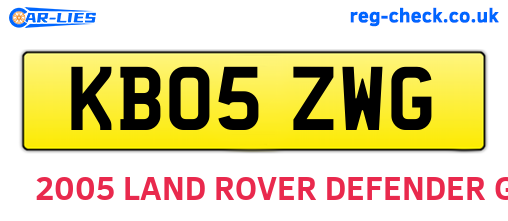 KB05ZWG are the vehicle registration plates.