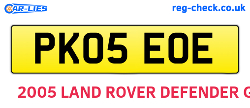 PK05EOE are the vehicle registration plates.