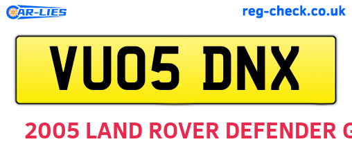 VU05DNX are the vehicle registration plates.