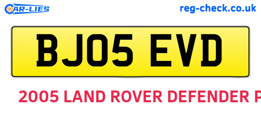 BJ05EVD are the vehicle registration plates.