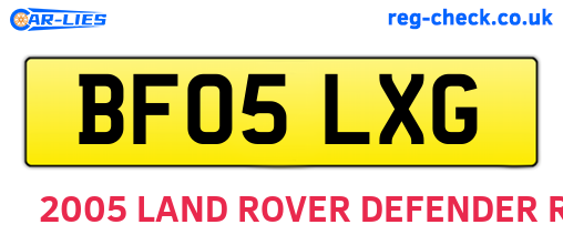 BF05LXG are the vehicle registration plates.
