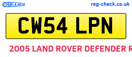 CW54LPN are the vehicle registration plates.