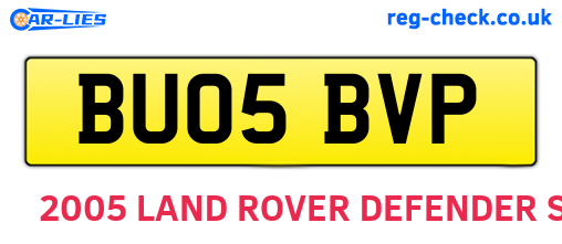 BU05BVP are the vehicle registration plates.