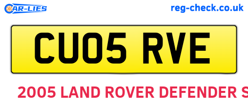 CU05RVE are the vehicle registration plates.
