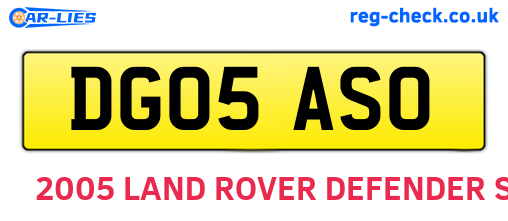 DG05ASO are the vehicle registration plates.