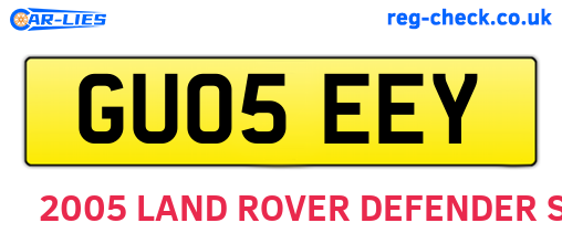 GU05EEY are the vehicle registration plates.
