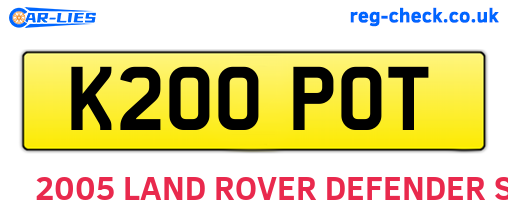 K200POT are the vehicle registration plates.