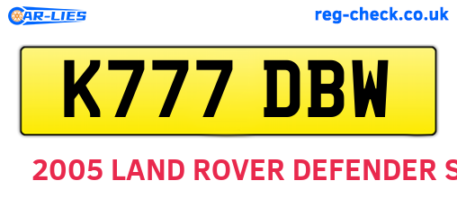 K777DBW are the vehicle registration plates.