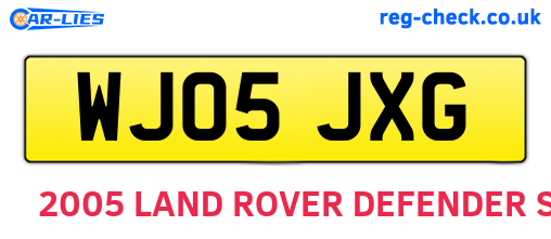 WJ05JXG are the vehicle registration plates.