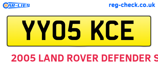 YY05KCE are the vehicle registration plates.