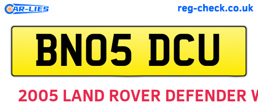 BN05DCU are the vehicle registration plates.