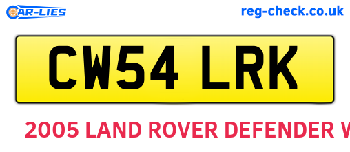 CW54LRK are the vehicle registration plates.